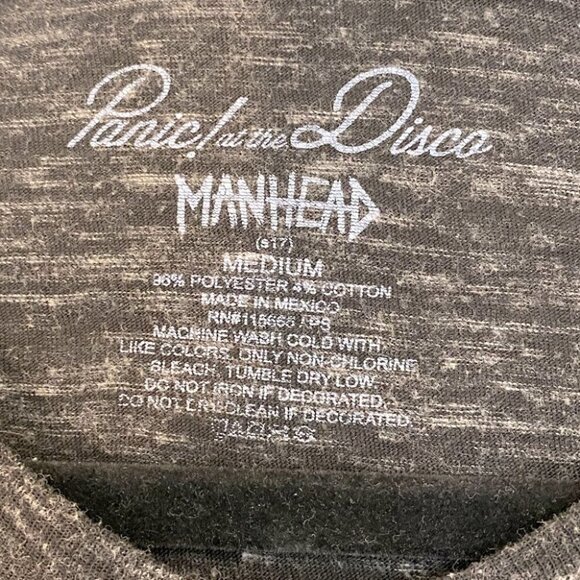 Manhead Panic! At The Disco Charcoal Space Dye Band Tee M - Picture 2 of 4